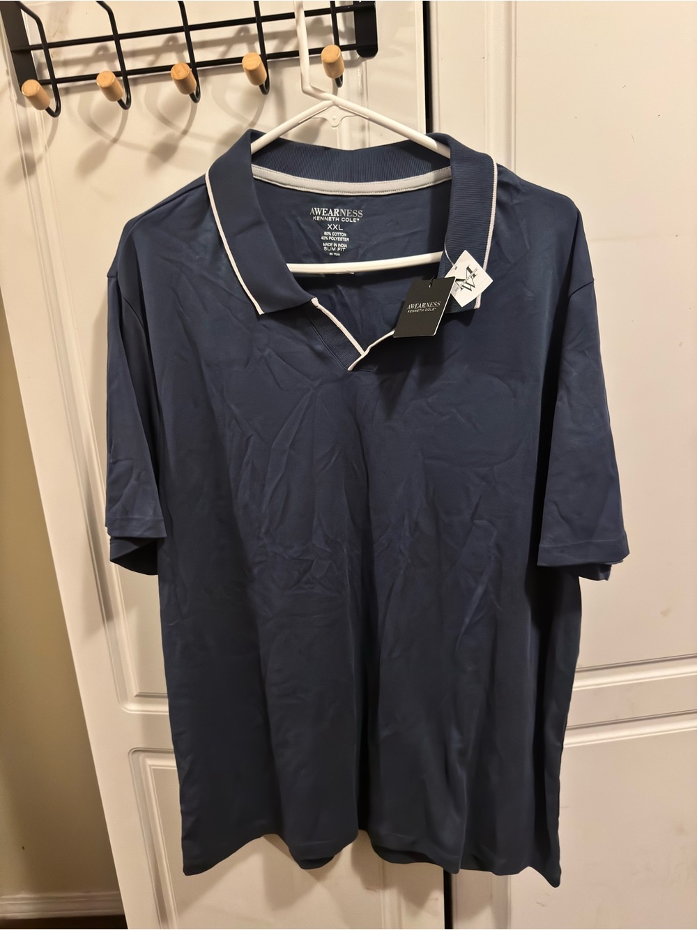 Kenneth Cole Navy Polo with White Piping